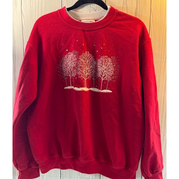 Country Store Christmas Jumper Sweater Sweatshirt Red Large Vintage Y2K (READ) - Picture 1 of 7